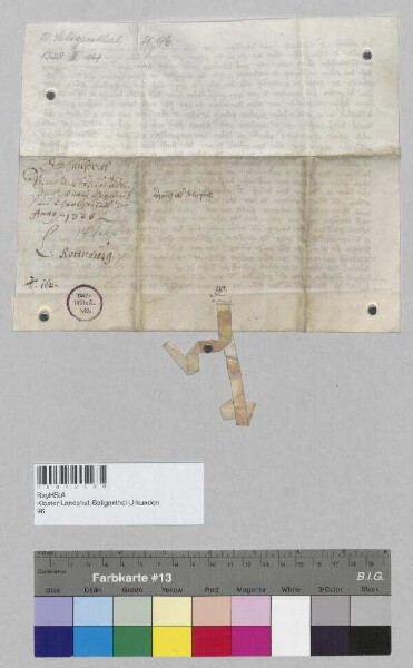 Albrecht Viehofer und seine Ehefrau verkaufen dem Kloster Seligenthal die Vogtei auf den Gütern zu Oberellenbach samt Baurecht und allen übrigen Rechten. S: Albrecht Viehofer