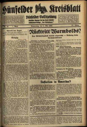 Erste Ausgabe vom Donnerstag, den 05. Mai 1932.