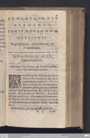 De Vi, Atque Usu Eleganti Coniunctionum Orationis, Praepositionum, Adverbiorum, ac Pronominum.