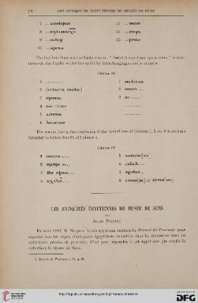 20: Les antiquités égyptiennes du Musée de Sens