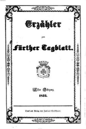 Fürther Tagblatt. Erzähler. 1852 = Jg. 11