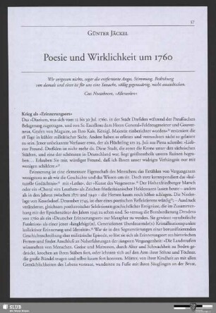 Poesie und Wirklichkeit um 1760
