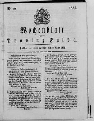Nr. 19, Ausgabe vom 9. Mai 1835