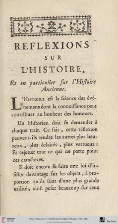 Reflexions sur l'histoire