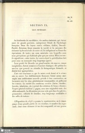 Section IX. Eaux Minérales