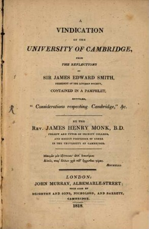 A vindication of the university of Cambridge