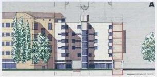 Gutachten Wohnbebauung Tiergarten, IBA, südliches Tiergartenviertel (nicht realisiert) – Genthiner Straße: Ostansicht. Berlin-Schöneberg, Genthiner Straße 1, Schöneberger Ufer 83, Kluckstraße 4 und 6