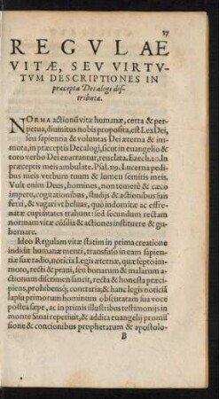 Regulae Vitae, Seu Virtutum Descriptiones In praecepta Decalogi distributae.