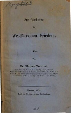 Zur Geschichte des Westfälischen Friedens, 1