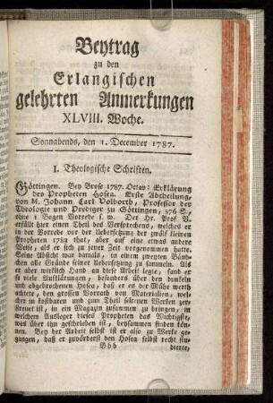 XLVIII. Woche. Sonnabends, den 1. December. 1787.