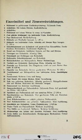 Einzelmöbel und Zimmereinrichtungen (Nr. 1-90)