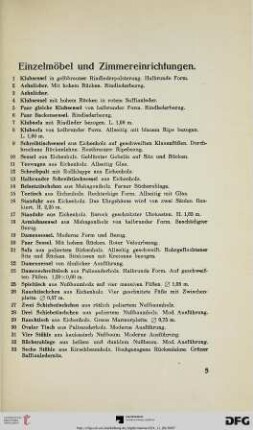 Einzelmöbel und Zimmereinrichtungen (Nr. 1-90)