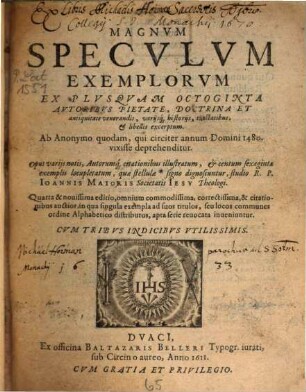 Magnum speculum exemplorum ex plusquam octoginta auctoribus