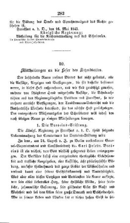Mittheilungen an die Leser des Schulblattes