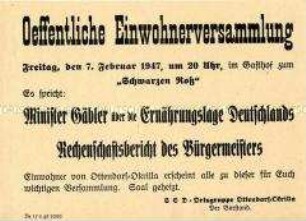Einladung der Ortsgruppe Ottendorf-Okrilla der SED zu einer öffentlichen Einwohnerversammlung
