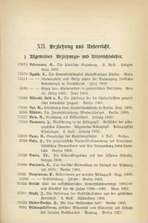 XII. Erziehung und Unterricht