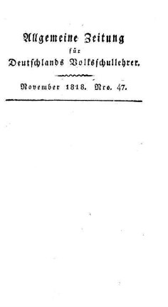 Sonntagsschule : (Fortsetzung der allgemeinen Geographie von America) ; (Fortsetzung folgt)