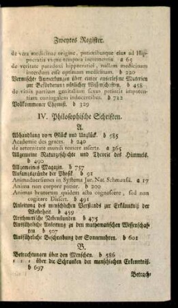 IV. Philosophische Schriften