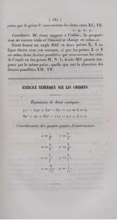 Exercice numérique sur les coniques.