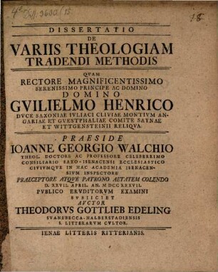 Dissertatio De Variis Theologiam Tradendi Methodis