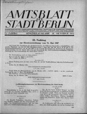 Sonderausgabe, 28. Oktober 1931