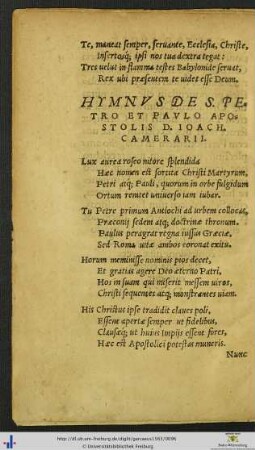 Hymnus de S. Petro et Paulo Apostolis D. Ioach. Camerarii