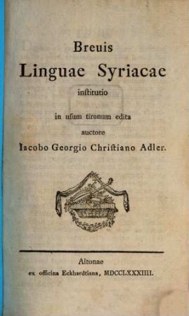Breuis Linguae Syriacae institutio : in usum tironum edita