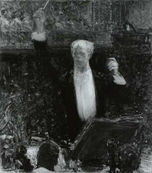 Ernst Edler von Schuch im Konzert : Generalmusikdirektor Ernst Edler von Schuch, dirigierend im Konzert. Gemälde von Robert Sterl, 1914. Öl, Leinwand; 95 x 86 cm. Dresden: Galerie Neue Meister 2334 C