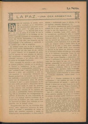 La paz. - Una idea argentina
