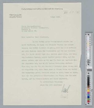 Brief an Fritz Schumacher