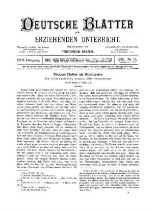 Thomas Platter als Schulmann : ein Gedenkblatt zu dessen 400. Geburtstag ; (Schluss)