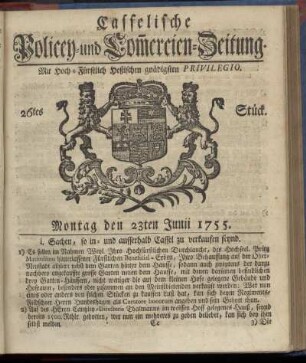 26tes Stueck, Montag den 23ten Junii 1755