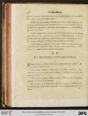 §. II. Ex Historia Ecclesiastica