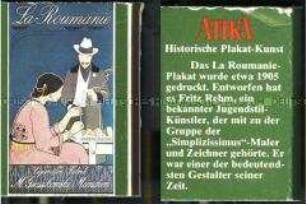 Streichholzschachtel mit historischer Plakat-Kunst für "Atika"-Zigaretten