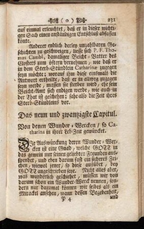 Das neun und zwantzigste Capitul. Von denen Wunder-Wercken/ so Catharinæ in ihrer Leb-Zeit gewürcket.
