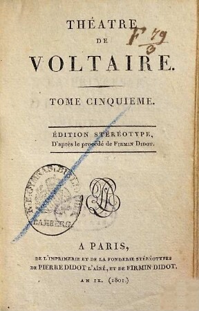 Théâtre De Voltaire, 5. [La Princesse de Navarre. Le Temple de la Gloire. La Prude. Sémiramis]