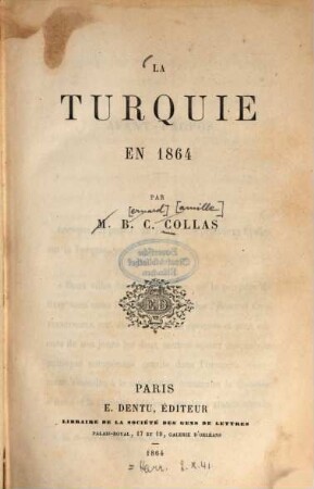 La Turquie en 1864