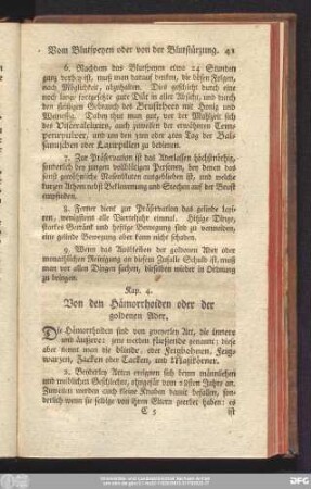 Kap. 4. Von den Hämorrhoiden oder der goldenen Ader.