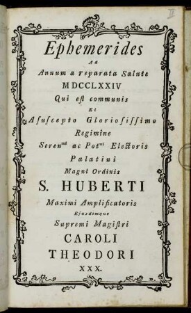 Ephemerides Ad Annum a reparata Salute MDCCLXXIV ...