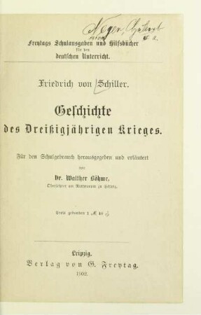 Geschichte des Dreißigjährigen Krieges : für den Schulgebrauch