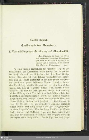 Zweites Kapitel. Goethe und das Repertoire
