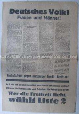 Sonderdruck zur Reichstagswahl am 5. März mit Wahlpropaganda für die SPD unter Bezug auf den "Osthilfeskandal"
