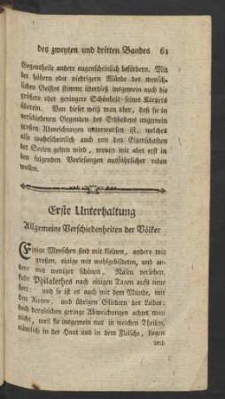 Erste Unterhaltung. Allgemeine Verschiedenheiten der Völker