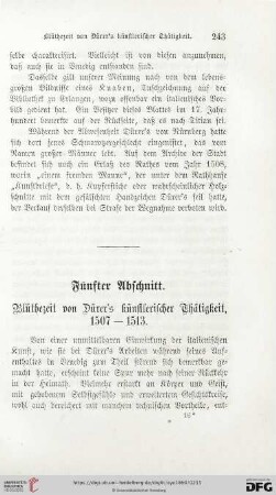 Fünfter Abschnitt. Blüthezeit von Dürer´s künstlerischer Thätigkeit, 1507-1513