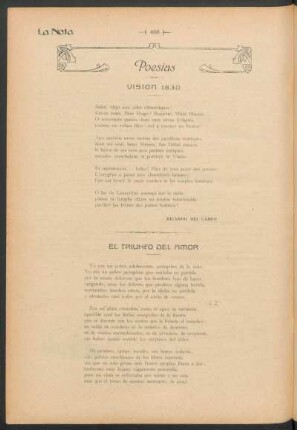 Poesías : Visión 1830 [y] El triunfo del amor