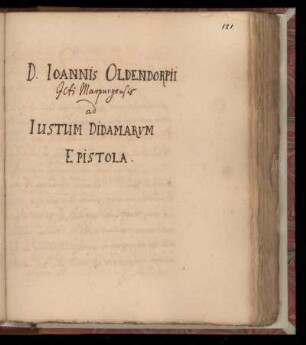 [Brief von Johannes Oldendorp an Justus Didamar]