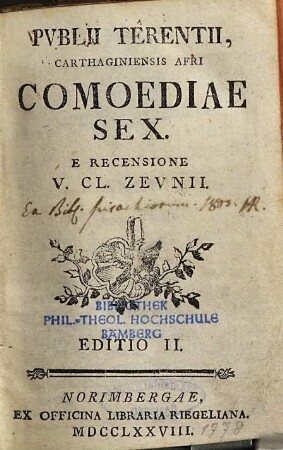 Publii Terentii, Carthaginienis Afri comoediae sex