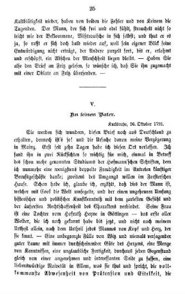 V. An seinen Vater.