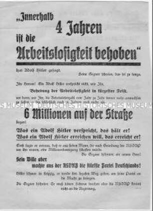 Wahlflugblatt der NSDAP zur Reichstagswahl 1933
