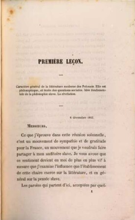 Pisma Adama Mickiewicza, 10. Cours de littérature Slave prof. au Collège de France ; 4 : l'église officielle et le Messianisme ; [1842 - 1843]